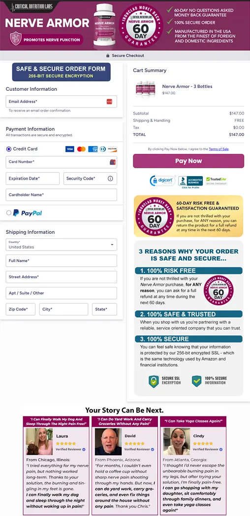 Nerve Armor Official Website Secure Order Page